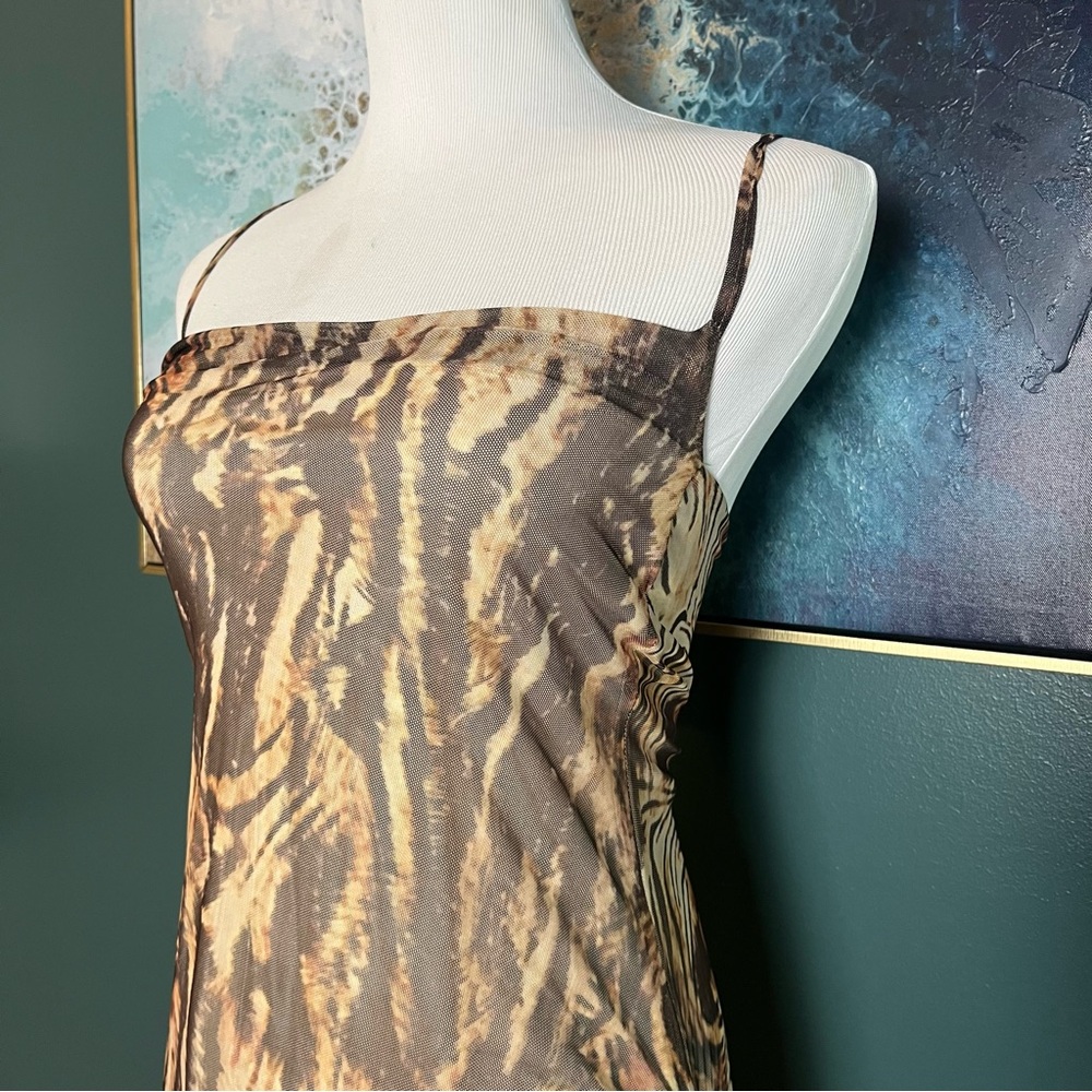 Mesh Animal-Print Maxi Dress